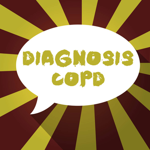Copd の診断を示すテキスト記号。呼吸を妨げる肺気流の概念的な写真閉塞 - 写真・画像