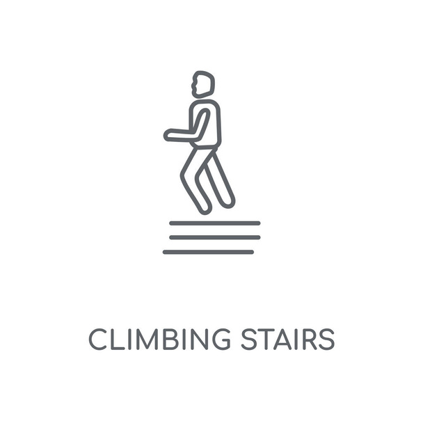 Escaliers d'escalade icône linéaire. Escaliers escalade concept course symbole conception. Illustration vectorielle d'éléments graphiques minces, motif contour sur fond blanc, eps 10
. - Vecteur, image