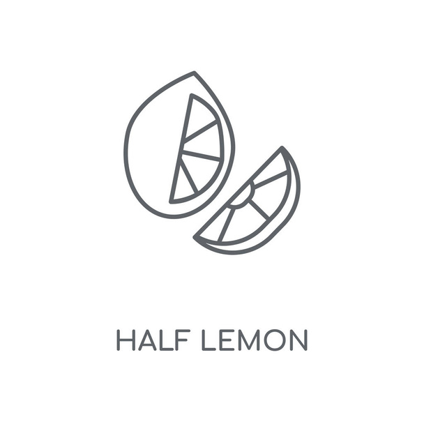 Icona lineare a metà limone. Concetto mezzo limone tratto simbolo di design. Illustrazione vettoriale di elementi grafici sottili, schema di contorno su sfondo bianco, eps 10
. - Vettoriali, immagini