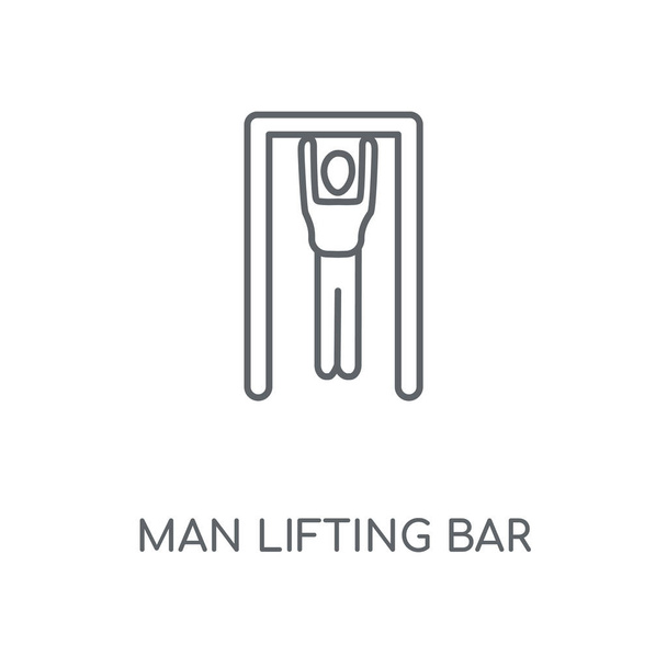 Man Lifting Bar linear icon. Man Lifting Bar concept stroke symbol design. Thin graphic elements vector illustration, outline pattern on a white background, eps 10. - Vector, Image