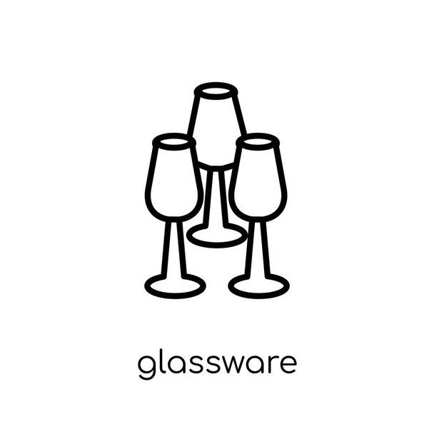 Glaswaren-Ikone. trendige moderne flache lineare Vektorgläser-Symbol auf weißem Hintergrund aus dünnen Linien Möbel und Haushaltskollektion, Umriss Vektor Illustration - Vektor, Bild