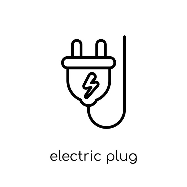 electric plug icon. Trendy modern flat linear vector electric plug icon on white background from thin line general collection, editable outline stroke vector illustration - Vector, Image