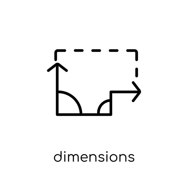 ícone dimensões. Trendy moderno plano linear vetor dimensões ícone no fundo branco de linha fina coleção de geometria, ilustração vetor esboço
 - Vetor, Imagem
