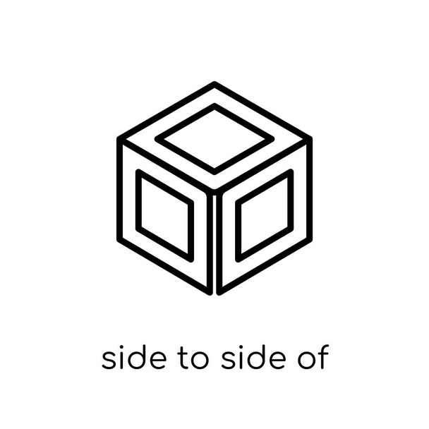 Seite an Seite eines Würfelsymbols. trendige moderne flache lineare Vektorseite zu Seite eines Würfelsymbols auf weißem Hintergrund aus der Sammlung dünner Linien-Geometrie, Umrissvektorillustration - Vektor, Bild