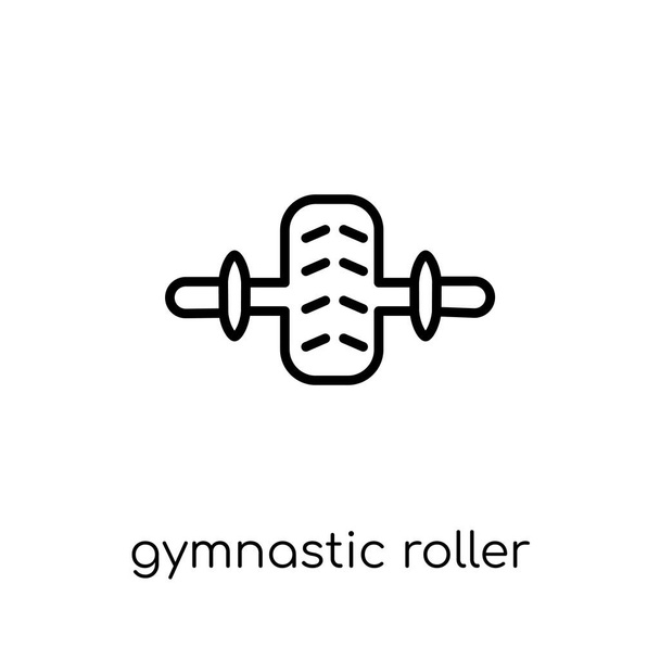 Icono de rodillo gimnástico. Moderno moderno vector lineal plano Gymnastic Roller icono sobre fondo blanco de la línea delgada Gimnasio y colección de fitness, ilustración de vectores de carrera de contorno editable
 - Vector, Imagen