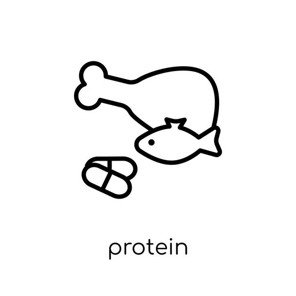 Icono de proteína. Moderno moderno vector lineal plano icono de la proteína en el fondo blanco de la línea delgada Gimnasio y la colección de fitness, ilustración de vectores de trazo de contorno editable
 - Vector, imagen