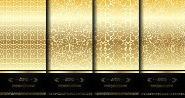 Pattern islamic element classy gold arabesque background template collection vector - Vector, Image
