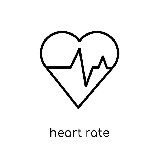 Kalp hızı simgesi. Modaya uygun modern düz doğrusal vektör kalp hızı kutsal kişilerin resmi üstünde ince çizgi sağlık beyaz arka plan ve tıbbi koleksiyonu, düzenlenebilir anahattı kontur vektör çizim - Vektör, Görsel
