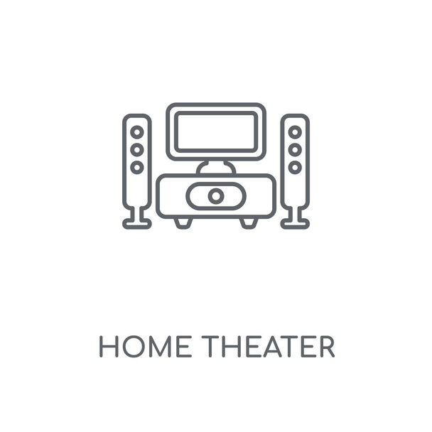 Γραμμική εικονίδιο Home Theater. Home Theater έννοια η stroke design σύμβολο. Λεπτή στοιχεία γραφικών vector εικονογράφηση, σχέδιο διάρθρωσης σε λευκό φόντο, eps 10. - Διάνυσμα, εικόνα