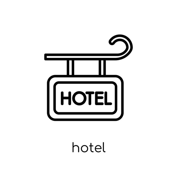 hotel sign icon. Trendy modern flat linear vector hotel sign icon on white background from thin line Hotel collection, outline vector illustration - Vector, Image