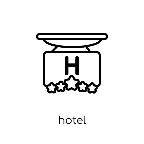 иконка сигнала отеля. Модный современный плоский линейный векторный значок гостиничного сигнала на белом фоне из коллекции гостиниц, набросок векторной иллюстрации
 - Вектор,изображение