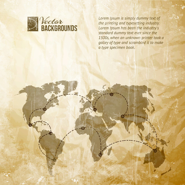 Карта мира в винтажном рисунке
. - Вектор,изображение