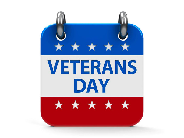 День ветеранів піктограма календаря як американський прапор, тривимірних візуалізації, 3d ілюстрація - Фото, зображення