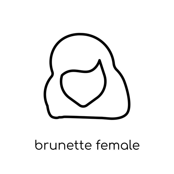 brunette female woman long hair icon. Trendy modern flat linear vector brunette female woman long hair icon on white background from thin line Human Body Parts collection, outline vector illustration - Vektor, Bild