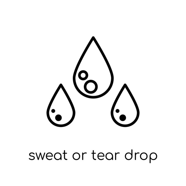 Sweat or tear drop icon. Trendy modern flat linear vector Sweat or tear drop icon on white background from thin line Human Body Parts collection, editable outline stroke vector illustration - Vector, Image