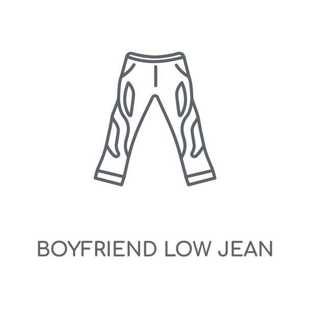 Линейная икона бойфренда Low Jean. Концепт-дизайн символа Low Jean от Boyfriend. Тонкие графические элементы векторная иллюстрация, контур рисунка на белом фоне, eps 10
. - Вектор,изображение