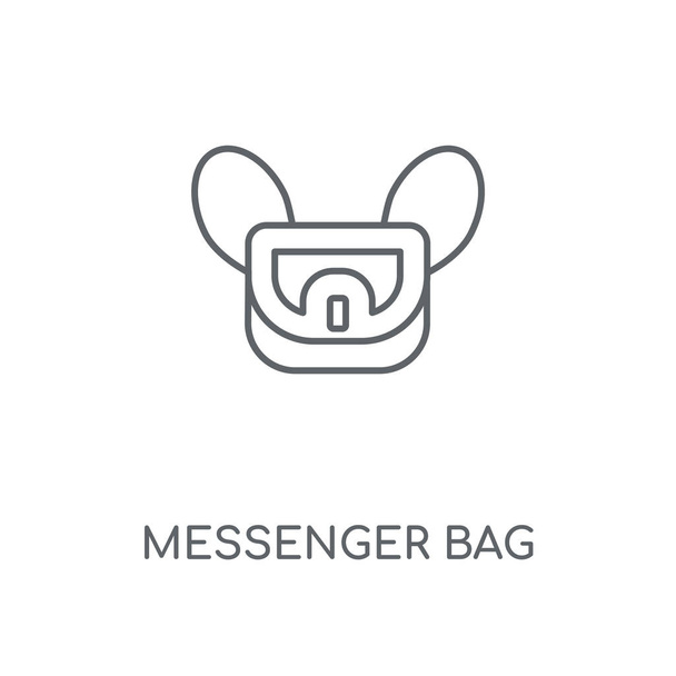 Messenger táska lineáris ikonra. Messenger táska koncepcióterv stroke szimbólum. Vékony grafikai elemek vektoros illusztráció, egy fehér háttér, eps 10 szerkezeti minta. - Vektor, kép