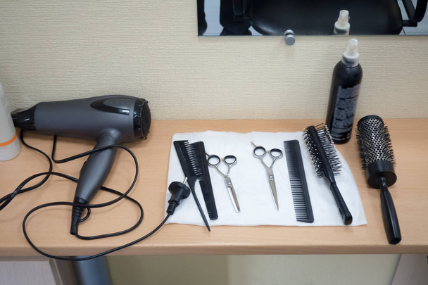 Hairdresser's set on the table. Beauty industry. - Photo, Image