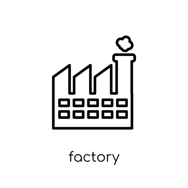 het pictogram van de fabriek. Trendy moderne vlakke lineaire vector fabriek icoon op een witte achtergrond uit dunne lijn collectie, overzicht vectorillustratie - Vector, afbeelding