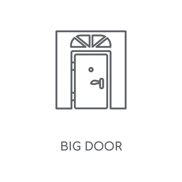 大きなドアの線形アイコン。大きなドアの概念のストローク シンボルのデザイン。薄いグラフィック要素ベクトル イラスト、白い背景、eps 10 の概要パターン. - ベクター画像