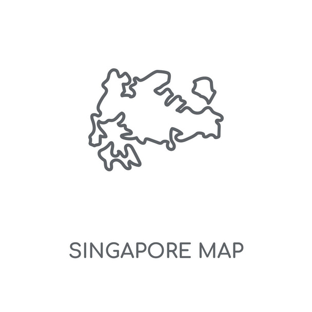 シンガポール地図線形アイコン。シンガポール地図概念ストローク シンボル デザイン。薄いグラフィック要素ベクトル イラスト、白い背景、eps 10 の概要パターン. - ベクター画像