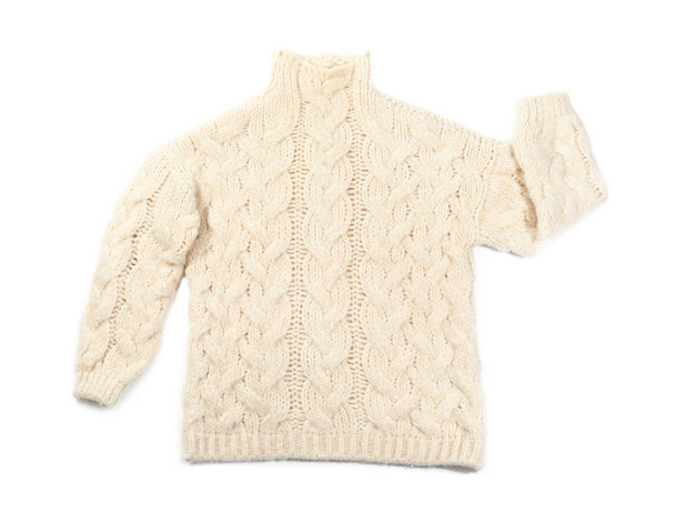 Cozy warm sweater on white background, top view - Фото, зображення