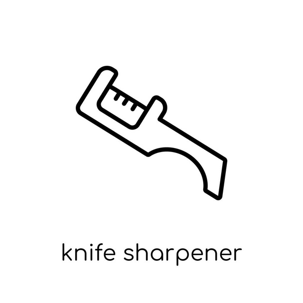 knife sharpener icon. Trendy modern flat linear vector knife sharpener icon on white background from thin line Kitchen collection, outline vector illustration - Vector, Image