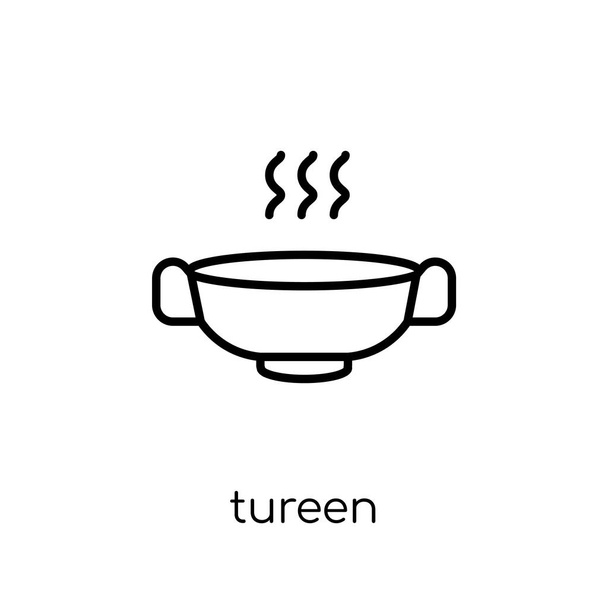 tureen icon. Trendy modern flat linear vector tureen icon on white background from thin line Kitchen collection, outline vector illustration - Vector, Image