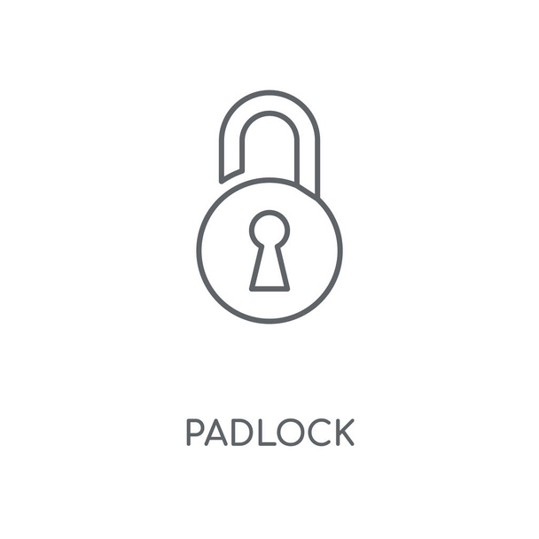 Лінійна піктограма блокування Padlock. Дизайн символів штрихування концепції Padlock. Тонкі графічні елементи Векторні ілюстрації, контурний візерунок на білому тлі, eps 10
. - Вектор, зображення