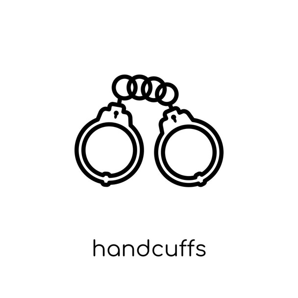Handcuffs icon. Trendy modern flat linear vector Handcuffs icon on white background from thin line law and justice collection, editable outline stroke vector illustration - Vector, Image