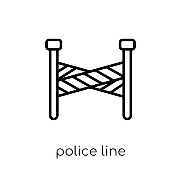 Значок полицейской линии. Модный современный плоский линейный вектор Полицейская линия значок на белом фоне от тонкой линии закона и сбора правосудия, редактируемый контур векторной иллюстрации
 - Вектор,изображение