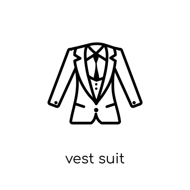 Yelek takım elbise simgesi. Modaya uygun modern düz doğrusal vektör yelek takım elbise simgesi beyaz arka plan üzerinde ince çizgi Luxury collection, düzenlenebilir anahattı kontur vektör çizim - Vektör, Görsel