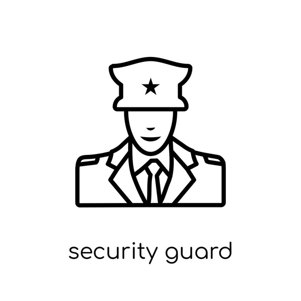 Sicherheitswacht-Ikone. trendige moderne flache lineare Vektor-Sicherheitswächter-Ikone auf weißem Hintergrund aus der dünnen Linie der Museumssammlung, Umriss-Vektor-Illustration - Vektor, Bild