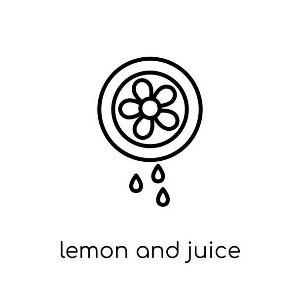 limón y jugo caer icono. Moderno moderno vector lineal plano limón y jugo icono desplegable en el fondo blanco de la colección de la naturaleza de línea delgada, ilustración de vector de trazo de contorno editable
 - Vector, Imagen