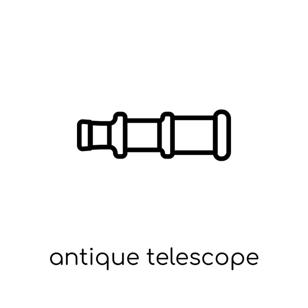 Αντίκες τηλεσκόπιο εικονίδιο. Μοντέρνα σύγχρονη επίπεδη γραμμική διάνυσμα αντίκες τηλεσκόπιο εικονίδιο στο λευκό φόντο από λεπτή γραμμή ναυτική συλλογή, επεξεργάσιμο περίγραμμα πινελιάς εικονογράφηση φορέα - Διάνυσμα, εικόνα