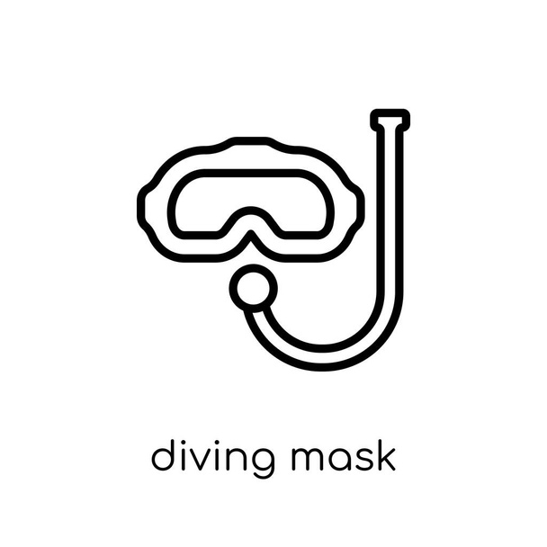 ダイビング マスクのアイコン。トレンディなモダンなフラット線形ベクトル細い線航海のコレクション、編集可能なアウトラインのストロークのベクトル図から白い背景のダイビング マスク アイコン - ベクター画像