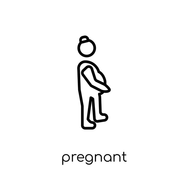 беременная икона Модный современный плоский линейный вектор беременной иконки на белом фоне из тонкой линии Коллекция людей, редактируемый контур векторной иллюстрации
 - Вектор,изображение