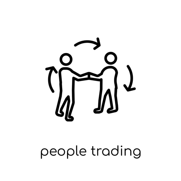 Εικονίδιο Trading άτομα. Μοντέρνα σύγχρονη επίπεδη γραμμική διάνυσμα άτομα Trading εικονίδιο στο λευκό φόντο από λεπτή γραμμή άνθρωποι συλλογή, επεξεργάσιμο περίγραμμα πινελιάς εικονογράφηση φορέα - Διάνυσμα, εικόνα