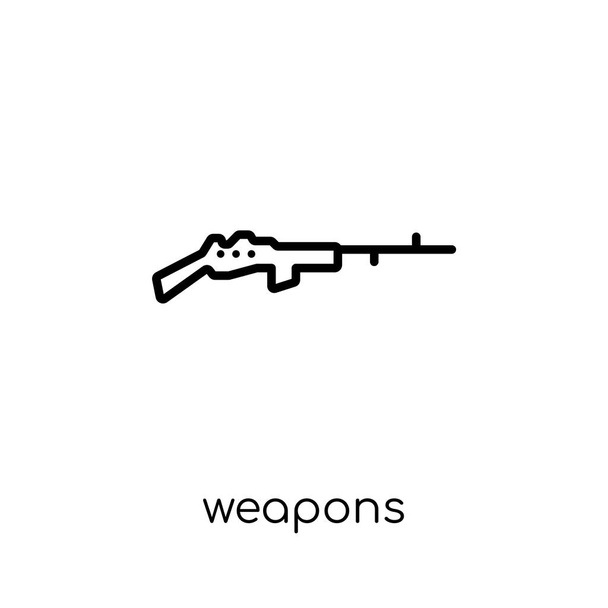 Ikona zbraní. Trendy moderní ploché Lineární vektorové zbraní ikonu na bílém pozadí z kolekce tenká linie, obrys vektorové ilustrace - Vektor, obrázek