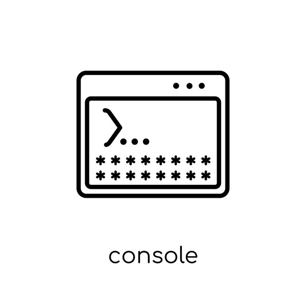 Icono de la consola. Moderno moderno vector lineal plano icono de la consola en el fondo blanco de la línea delgada colección de programación, ilustración de vectores de trazo de contorno editable
 - Vector, Imagen