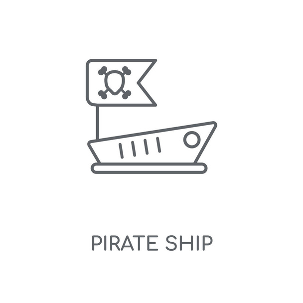 Icono lineal de nave pirata. Diseño de símbolo de carrera de concepto de barco pirata. Elementos gráficos delgados ilustración vectorial, patrón de contorno sobre un fondo blanco, eps 10
. - Vector, imagen
