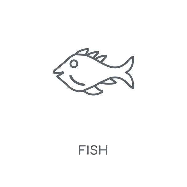 Icona lineare di pesce. Concetto di pesce tratto simbolo di design. Illustrazione vettoriale di elementi grafici sottili, schema di contorno su sfondo bianco, eps 10
. - Vettoriali, immagini