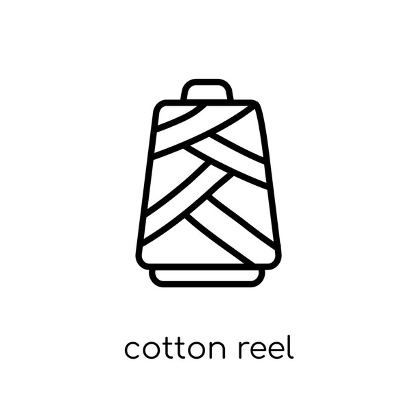 Baumwollspulen-Symbol. trendige moderne flache lineare Vektorrolle aus Baumwolle auf weißem Hintergrund aus der Nähkollektion, Umrissvektorillustration - Vektor, Bild