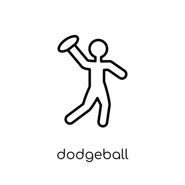 ドッジボールのアイコン。細い線スポーツ コレクション、編集可能なアウトラインのストロークのベクトル図から白い背景のトレンディなモダンなフラット線形ベクトル ドッジボール アイコン - ベクター画像