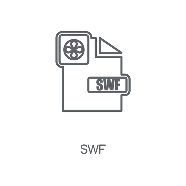SWF lineáris ikonra. SWF stroke szimbólum koncepcióterv. Vékony grafikai elemek vektoros illusztráció, egy fehér háttér, eps 10 szerkezeti minta. - Vektor, kép