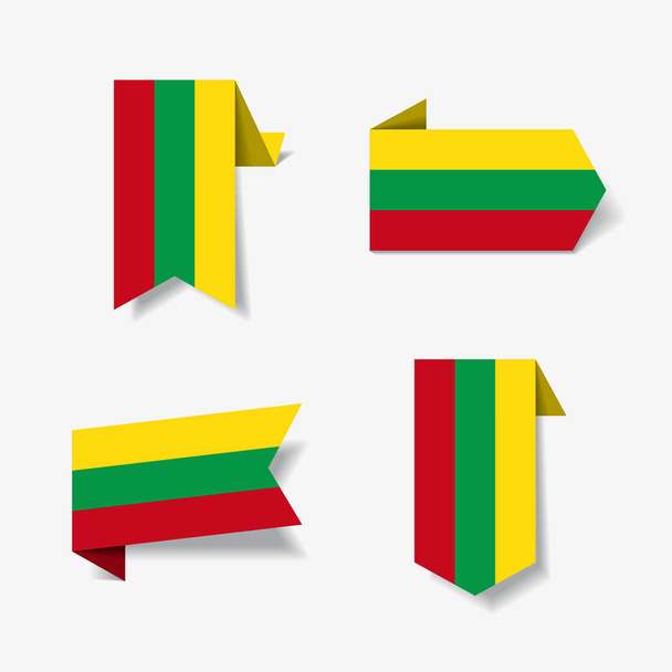 Lithuanian flag stickers and labels. Vector illustration. - Вектор,изображение