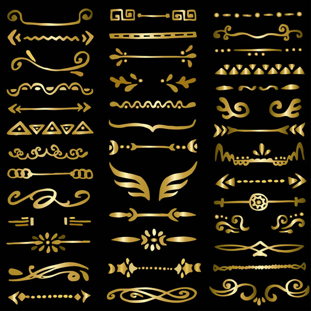 Collezione di 39 bordi in oro disegnati a mano. Elementi di design vettoriale per il tuo design carino
. - Vettoriali, immagini