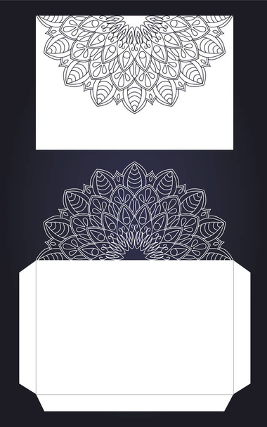 Laser cutting template for wedding invitation and birthday cards. Vector illustration - Vettoriali, immagini