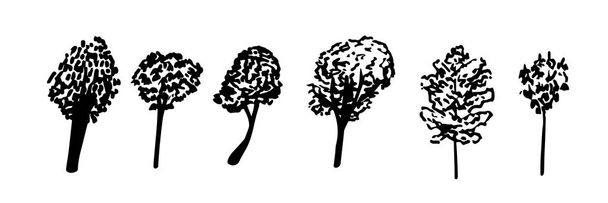 Icônes d'arbres dans le style scandinave dessiné à la main. Pour l'impression et le décor. Illustration vectorielle
. - Vecteur, image