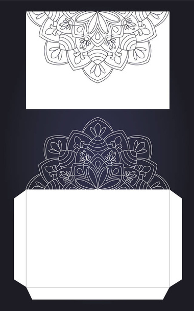 Laser cutting template for wedding invitation and birthday cards. Vector illustration - Vetor, Imagem